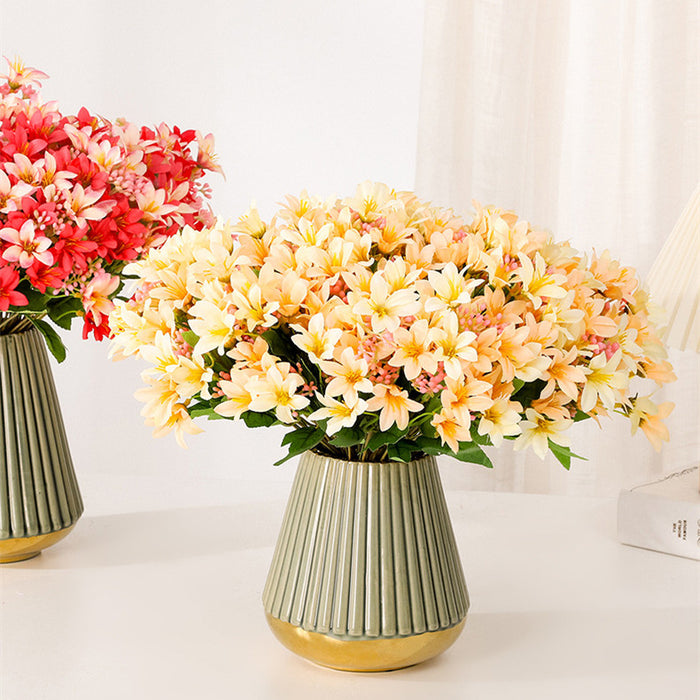 Venta al por mayor de arreglos florales de lirio de flores artificiales de seda de 12 "a granel