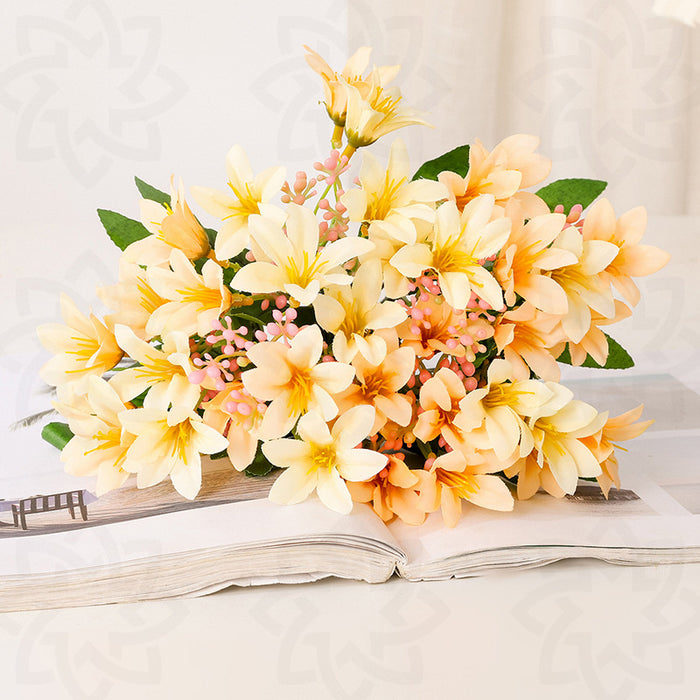 Venta al por mayor de arreglos florales de lirio de flores artificiales de seda de 12 "a granel