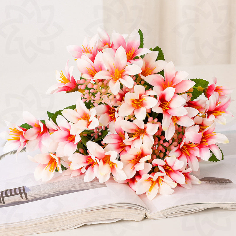 Venta al por mayor de arreglos florales de lirio de flores artificiales de seda de 12 "a granel