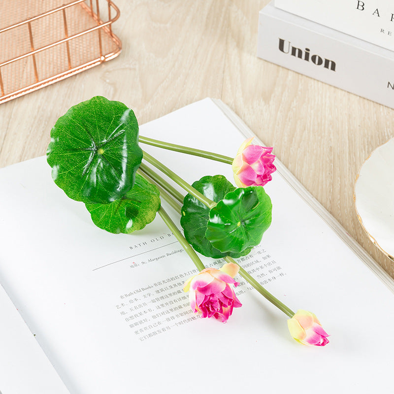 A granel 11" Tallos de loto artificiales Arreglo de hojas de loto de tacto real al por mayor 