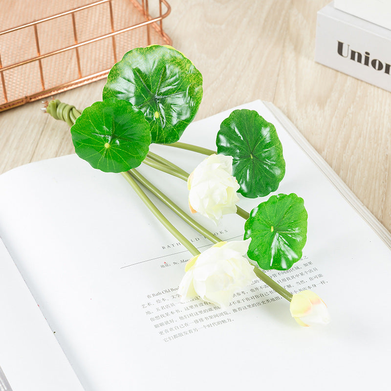 A granel 11" Tallos de loto artificiales Arreglo de hojas de loto de tacto real al por mayor 