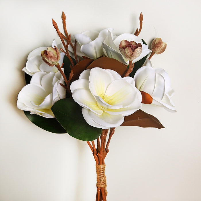 Bulk 19" Magnolia Bush Bouquet Real Touch Flowers Artificial Floral Arrangement Wholesale