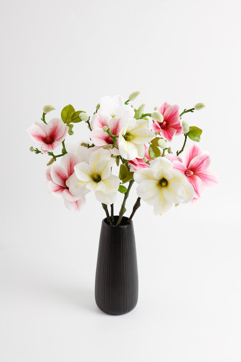 Venta al por mayor de flor de seda artificial de tallo de magnolias de 22 "a granel