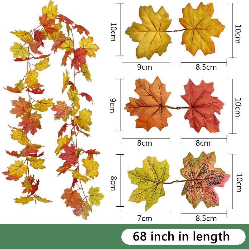 Clearance Bulk Artificial Maple Leaf Vine Autumn Leaves Garland Hanging Plant Wholesale