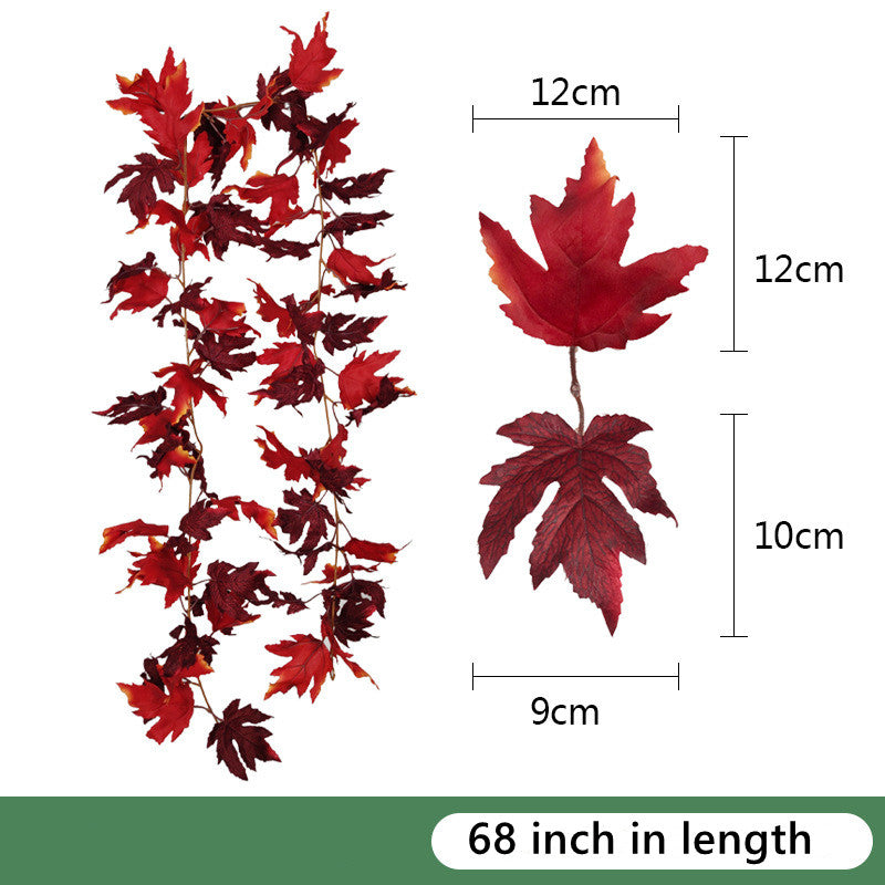 Clearance Bulk Artificial Maple Leaf Vine Autumn Leaves Garland Hanging Plant Wholesale