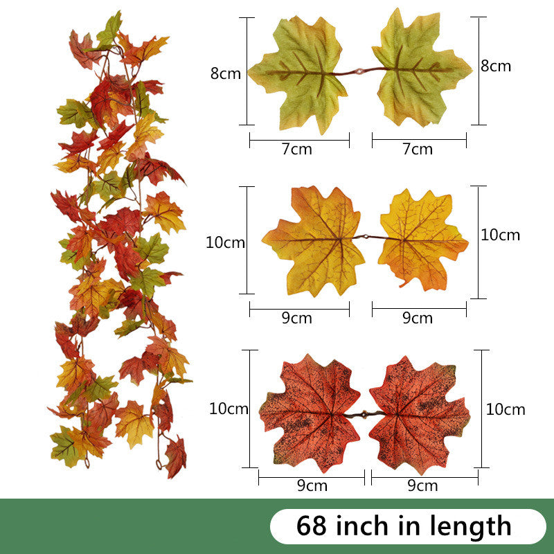 Clearance Bulk Artificial Maple Leaf Vine Autumn Leaves Garland Hanging Plant Wholesale