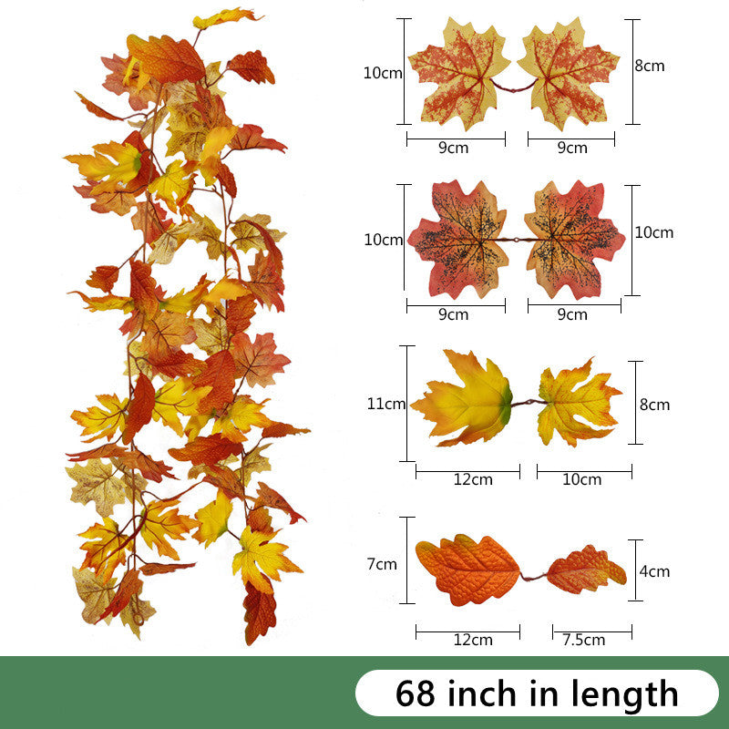 Clearance Bulk Artificial Maple Leaf Vine Autumn Leaves Garland Hanging Plant Wholesale