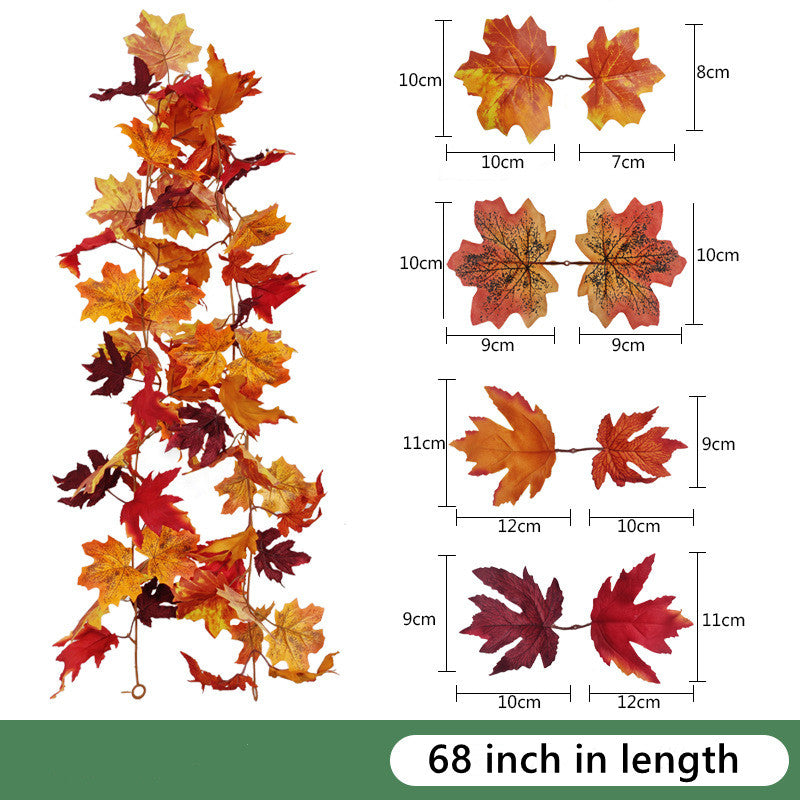 Clearance Bulk Artificial Maple Leaf Vine Autumn Leaves Garland Hanging Plant Wholesale