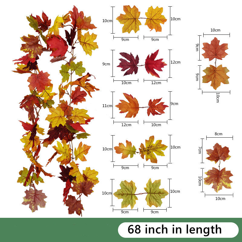 Clearance Bulk Artificial Maple Leaf Vine Autumn Leaves Garland Hanging Plant Wholesale