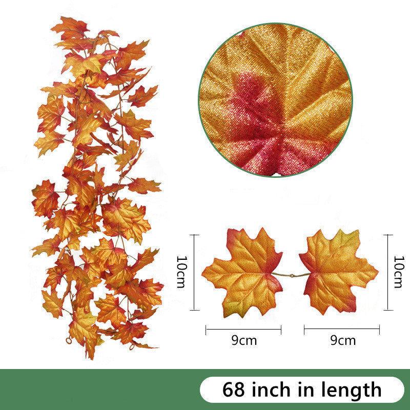 Clearance Bulk Artificial Maple Leaf Vine Autumn Leaves Garland Hanging Plant Wholesale