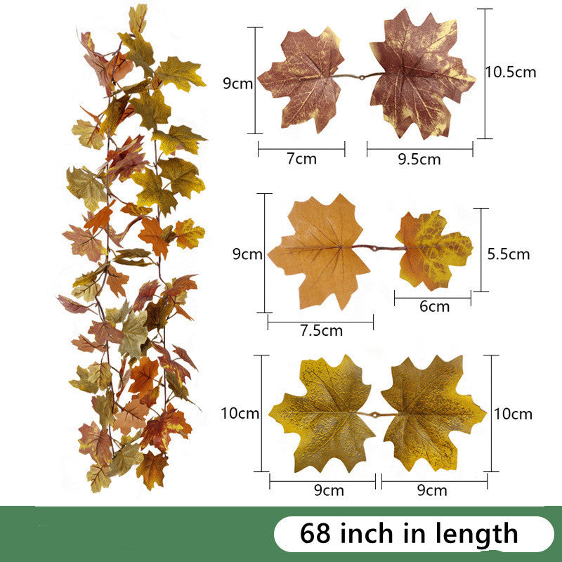 Clearance Bulk Artificial Maple Leaf Vine Autumn Leaves Garland Hanging Plant Wholesale