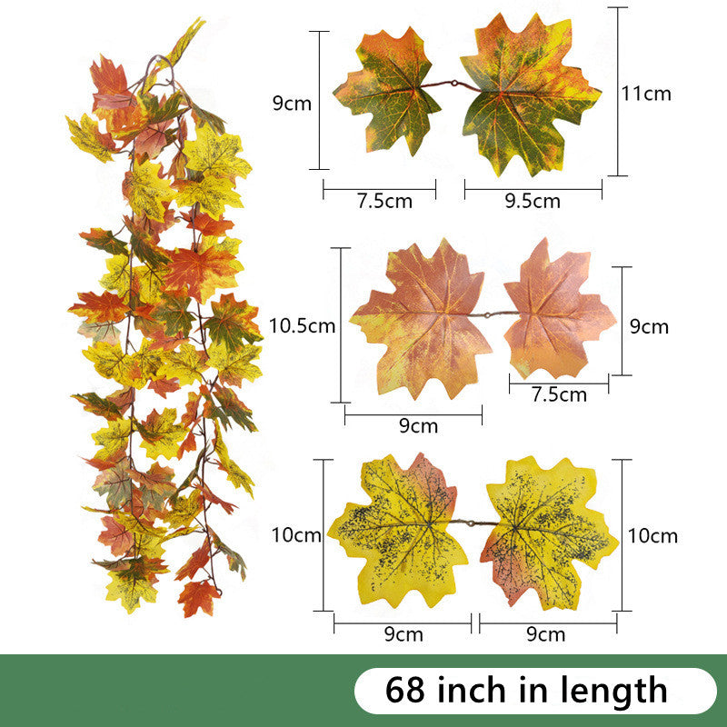Clearance Bulk Artificial Maple Leaf Vine Autumn Leaves Garland Hanging Plant Wholesale