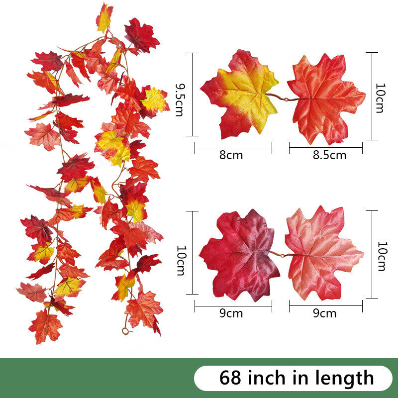 Clearance Bulk Artificial Maple Leaf Vine Autumn Leaves Garland Hanging Plant Wholesale