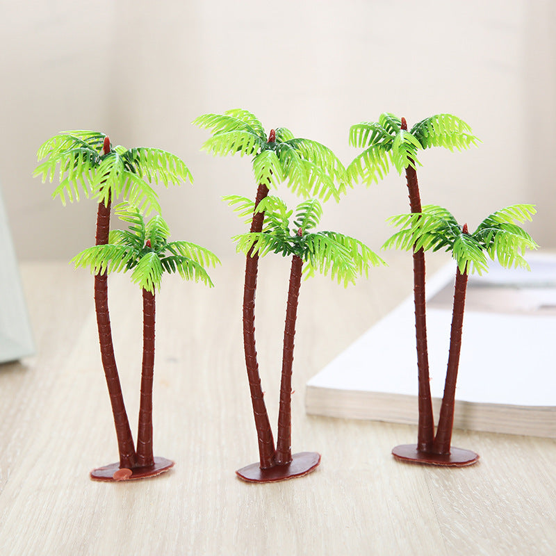 Bulk 10Pcs Artificial Mini Coconut Tree Palm Tree Green Water Plant Miniature Landscape Decoration Wholesale