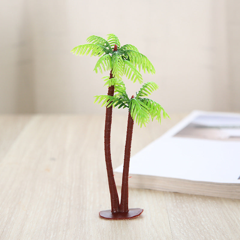 Bulk 10Pcs Artificial Mini Coconut Tree Palm Tree Green Water Plant Miniature Landscape Decoration Wholesale