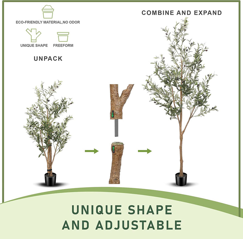 Bulk 2Pcs Large Artificial Tree Olive Tree Plants UV Resistant Potted Plant with Realistic Trunk Wholesale