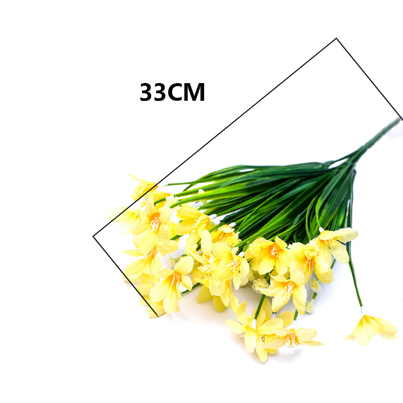 Vente en gros de fleurs d'orchidées artificielles, feuilles, buisson de 12 pouces 