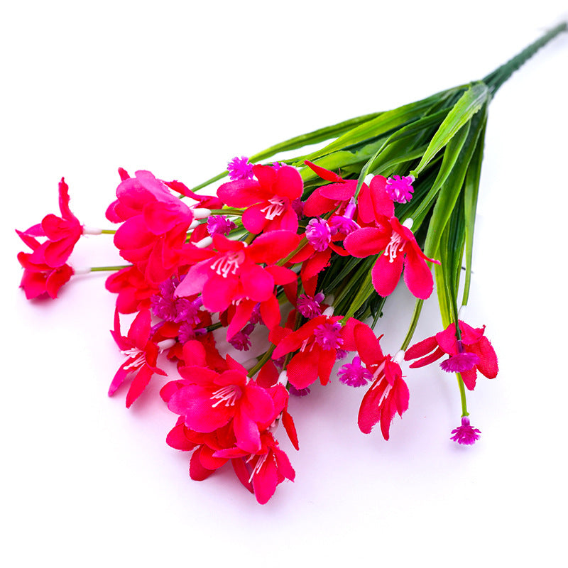 Vente en gros de fleurs d'orchidées artificielles, feuilles, buisson de 12 pouces 