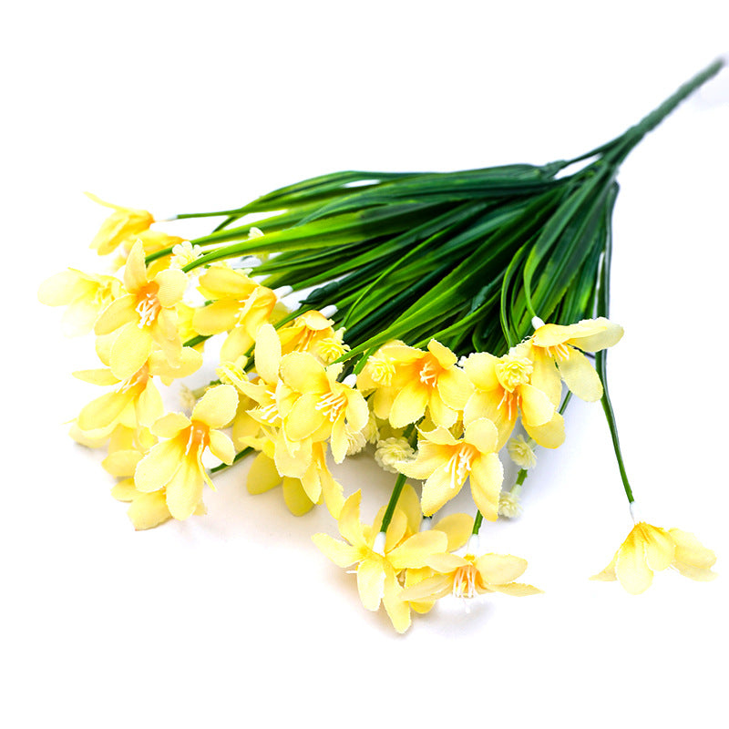 Vente en gros de fleurs d'orchidées artificielles, feuilles, buisson de 12 pouces 