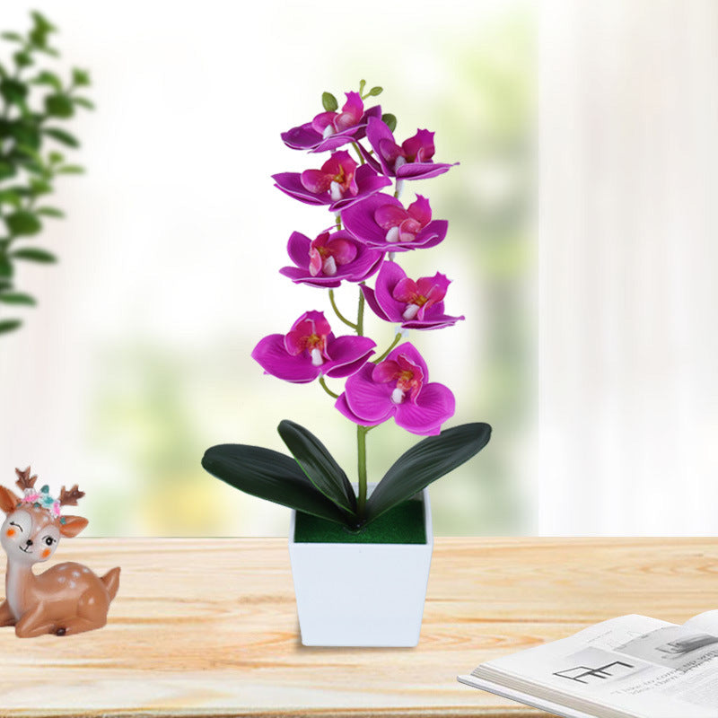 Flores de orquídeas artificiales de 13 "con maceta 