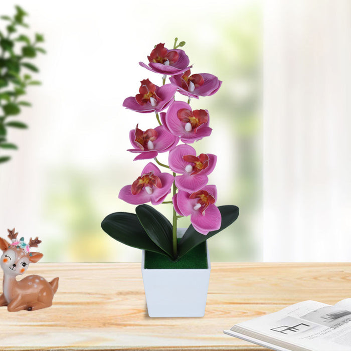 Bulk 13" Artificial Plastic Orchids Phalaenopsis Flowers in Vase Wholesale