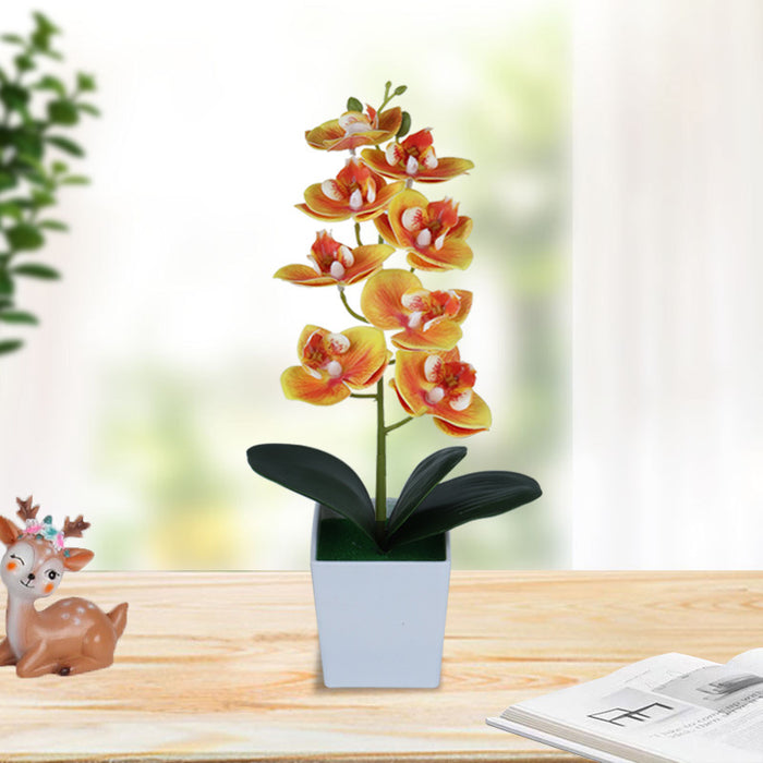 Flores de orquídeas artificiales de 13 "con maceta 