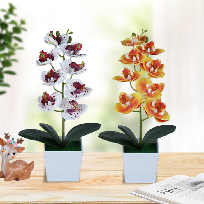 Bulk 13" Artificial Plastic Orchids Phalaenopsis Flowers in Vase Wholesale