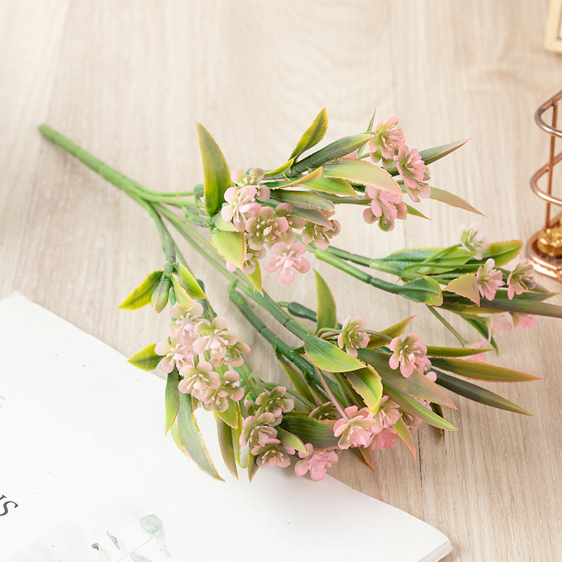 Venta al por mayor Artificial Parnassia Palustris Flores Hojas Bush Marsh Hierba de Parnassus 11 pulgadas 