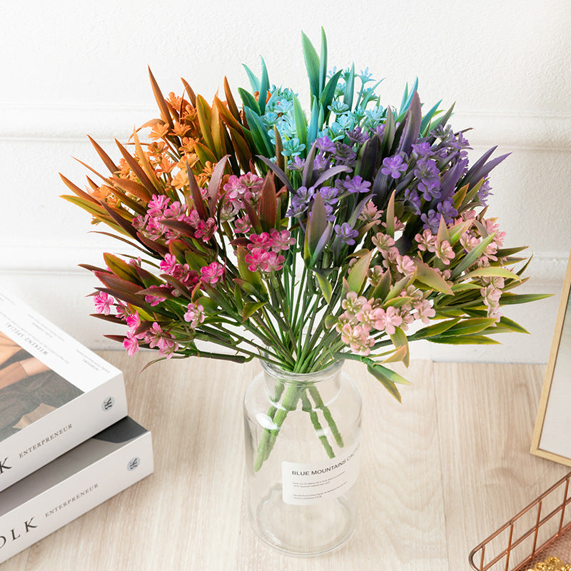 Venta al por mayor Artificial Parnassia Palustris Flores Hojas Bush Marsh Hierba de Parnassus 11 pulgadas 