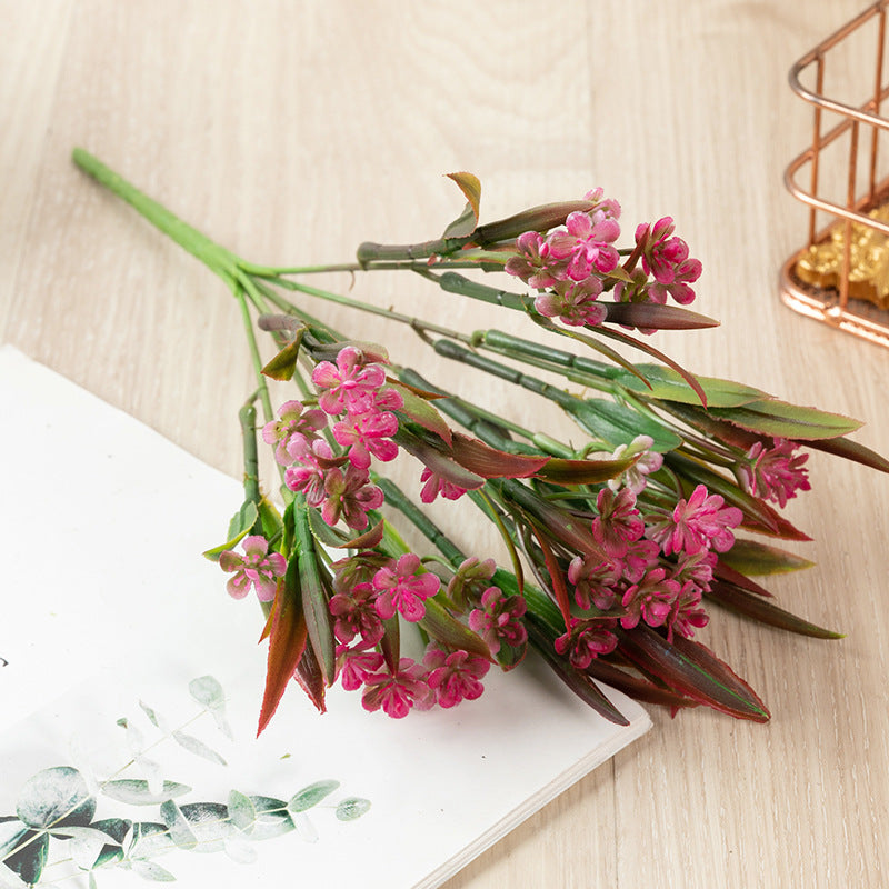 Venta al por mayor Artificial Parnassia Palustris Flores Hojas Bush Marsh Hierba de Parnassus 11 pulgadas 