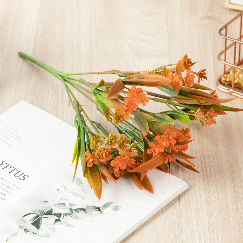 Venta al por mayor Artificial Parnassia Palustris Flores Hojas Bush Marsh Hierba de Parnassus 11 pulgadas 