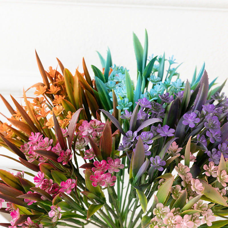 Venta al por mayor Artificial Parnassia Palustris Flores Hojas Bush Marsh Hierba de Parnassus 11 pulgadas 