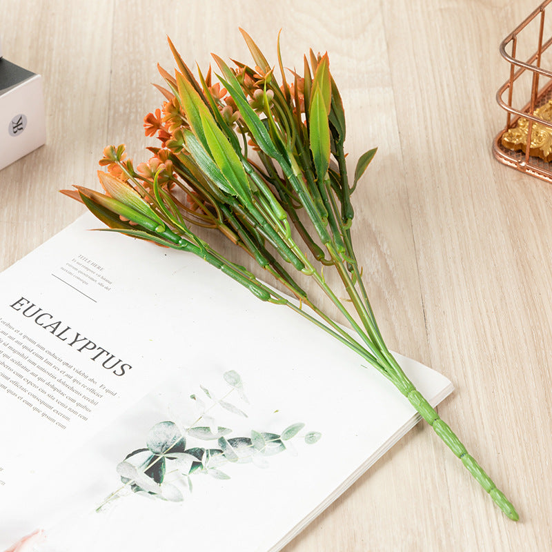 Venta al por mayor Artificial Parnassia Palustris Flores Hojas Bush Marsh Hierba de Parnassus 11 pulgadas 