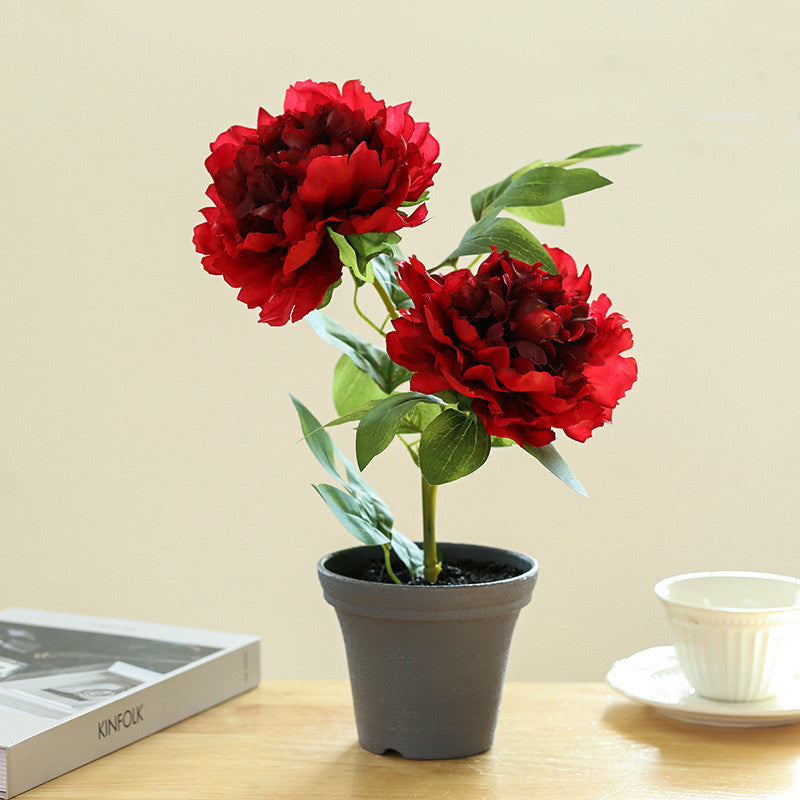 Bulk 13" Peony Potted Plant Silk Flowers in Pot Wholesale