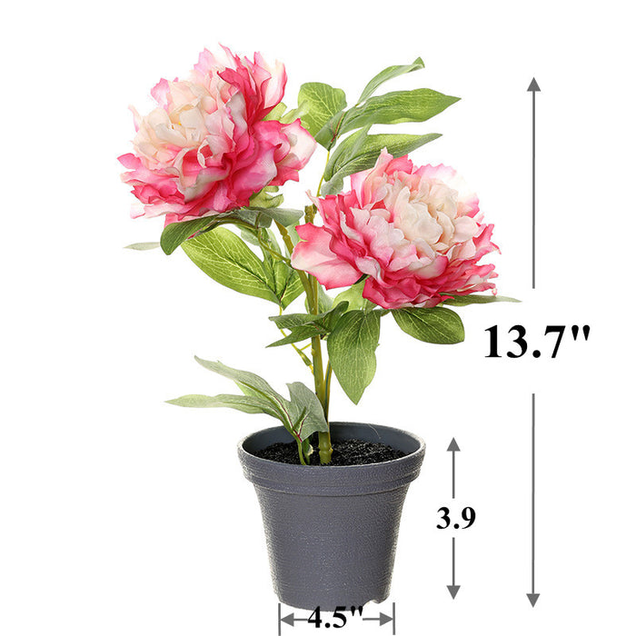 Bulk 13" Artificial Large Peony Flowers in Vase Silk Flowers Arrangement Wholesale