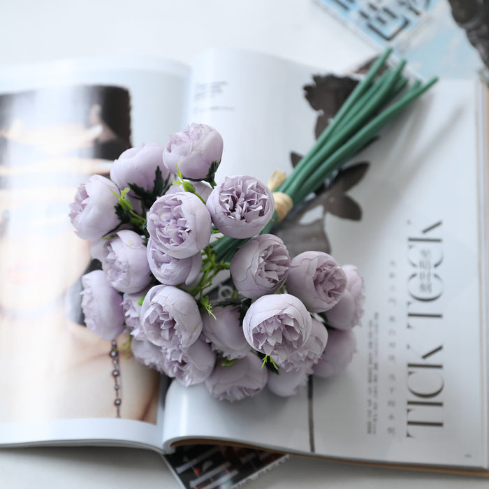 Bulk 11" Ramo de peonía Flores de seda Flores artificiales realistas al por mayor