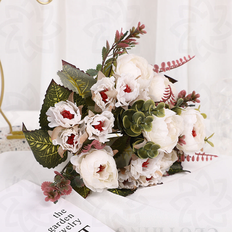 Bulk 11" Small Peony Bush Artificial Silk Floral Arrangements Wholesale