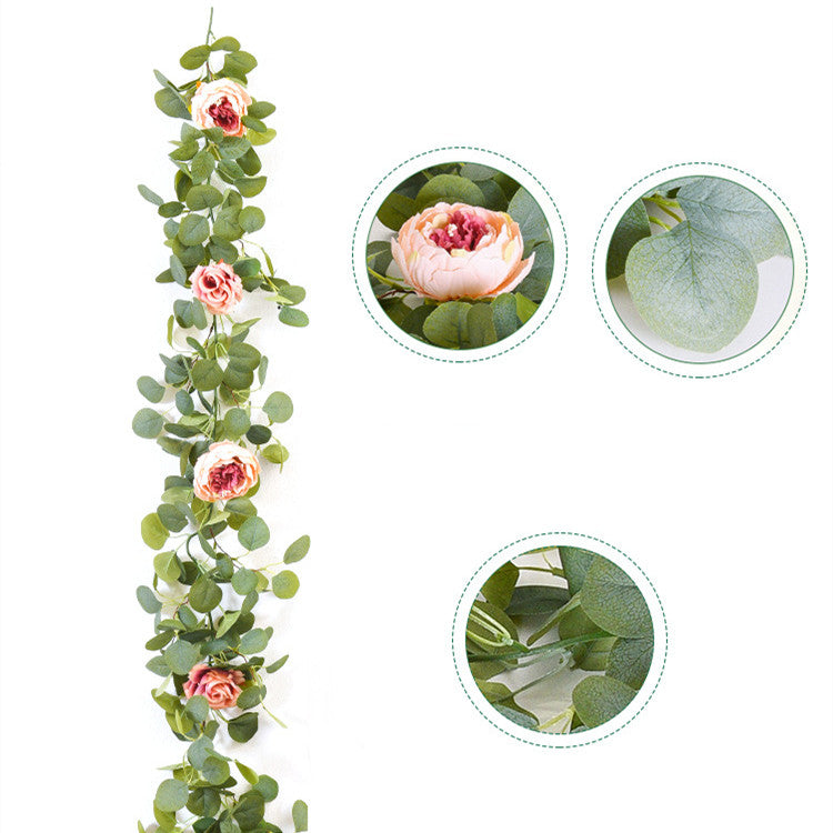 Bulk 5.6 FT Artificial Flower Eucalyptus Garlands with Peony Wholesale