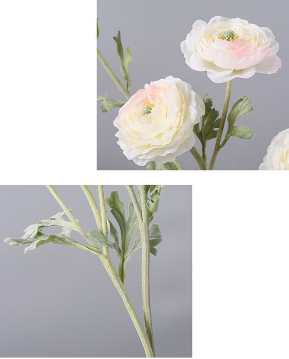 Bulk 25" Long Ranunculus Flowers with Real Touch Stem Spray 3 Heads Artificial Persian Buttercup  Wholesale