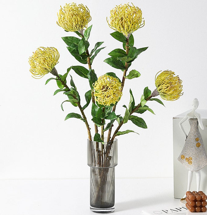 Bulk Artificial Pincushion Protea Flower Foliage Leucospermum Stem Australian Native Flowers 30 Inch Wholesale