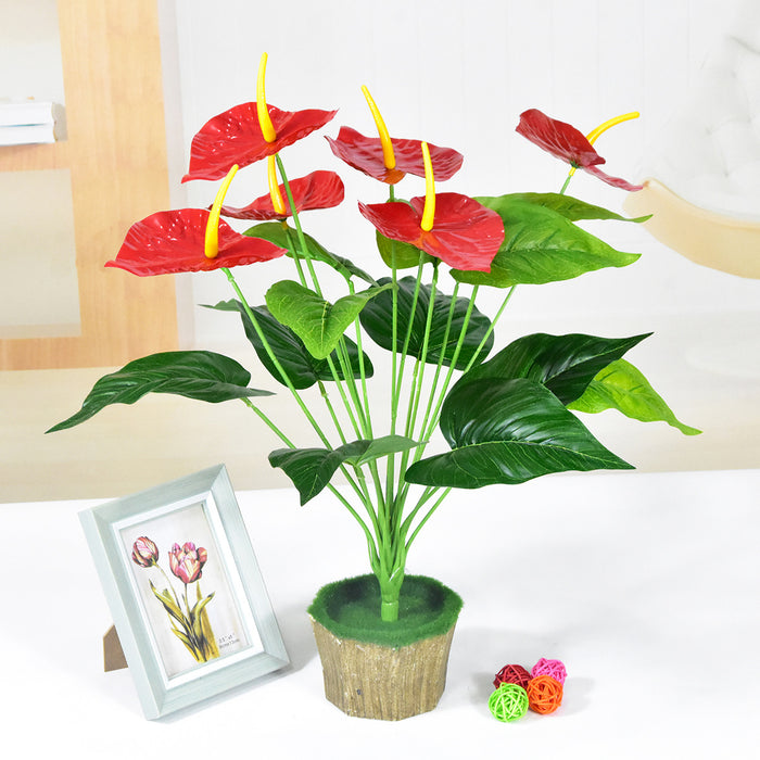 Bulk 20" Red Anthurium Bush Plants UV Resistant Artificial Flamingo Flowers Wholesale