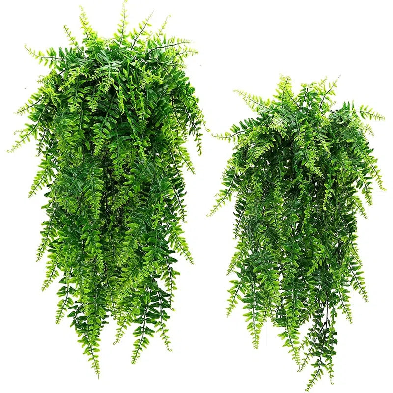 Clearance 200Pcs Boston Ferns Artificial Persian Rattan Fake Hanging Plant Faux Greenery Wholesale