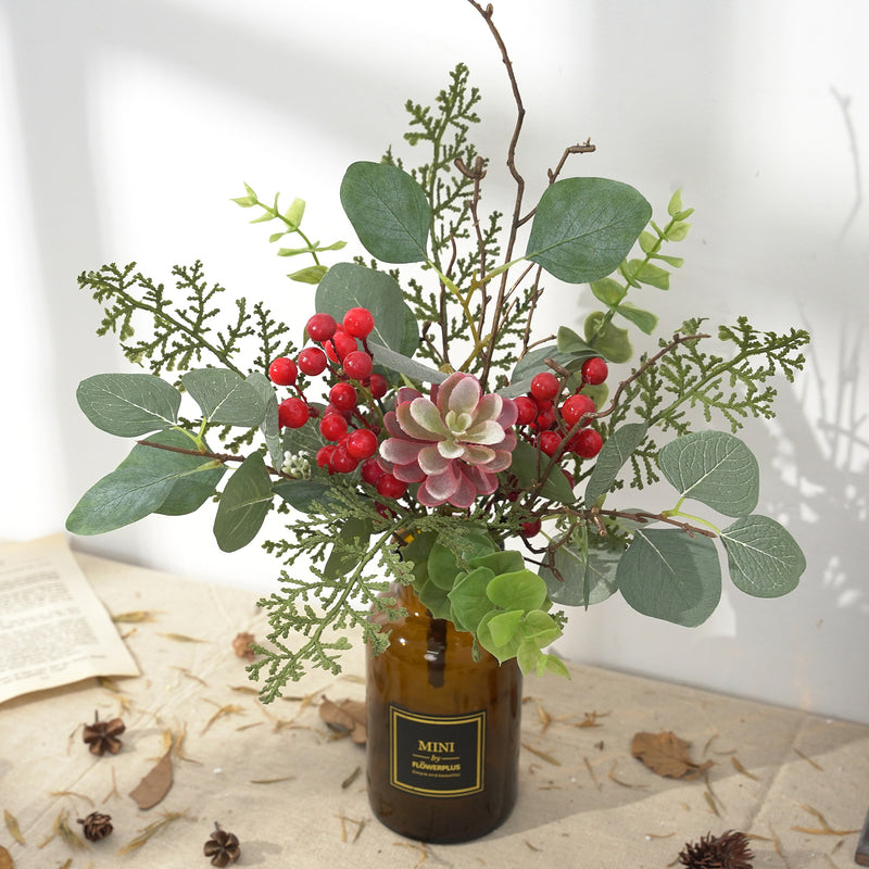 Bulk 14 inches Tall Holy Berry Bouquet for Xmas Arrangement Wholesale