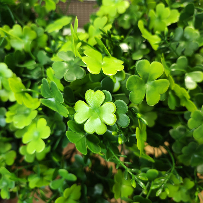 Bulk Happy St. Patrick’s Day Clover Plant Four Leaf Bush Bouquet Artificial Plants for Outdoor UV Resistant Wholesale