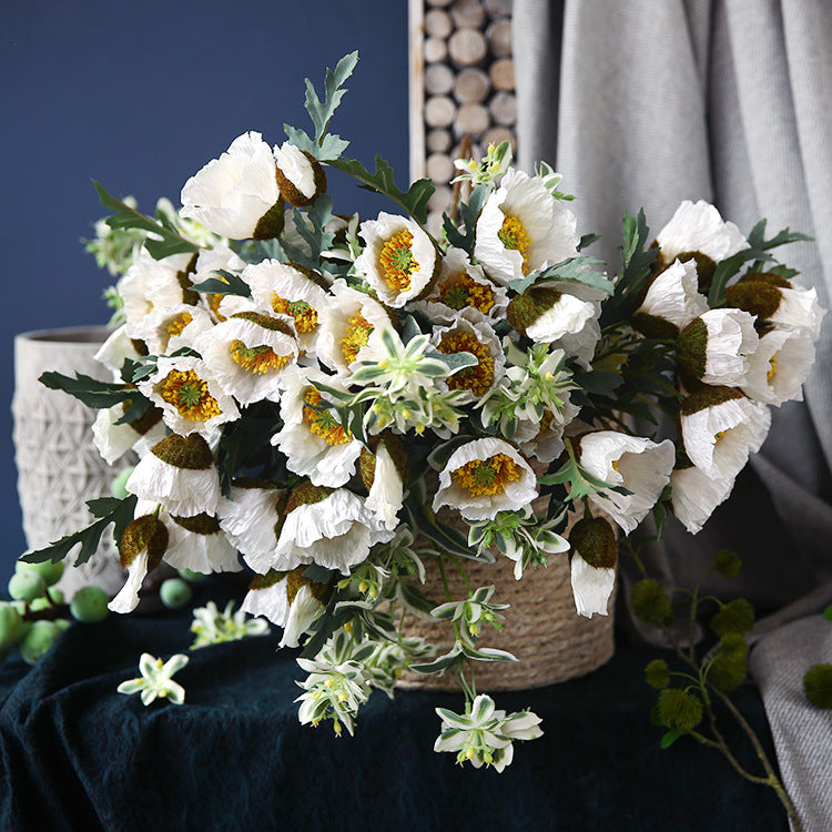 Venta al por mayor de flores artificiales de tallos de amapola de seda de 18 "a granel 