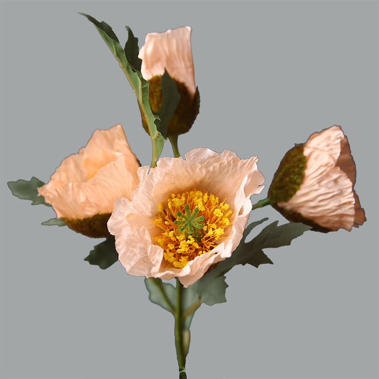 Venta al por mayor de flores artificiales de tallos de amapola de seda de 18 "a granel 