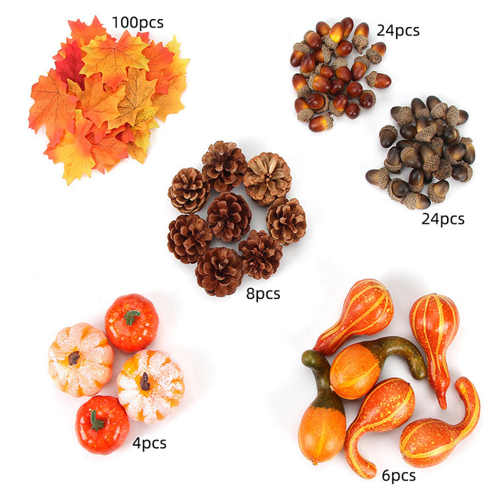 Bulk 166 Pcs Artificial Pumpkins Acorns Maples Pinecones for Decorating Fall Craft Wholesale