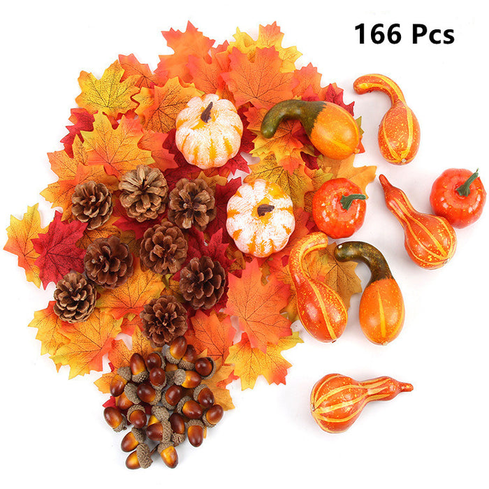 Bulk 166 Pcs Artificial Pumpkins Acorns Maples Pinecones for Decorating Fall Craft Wholesale