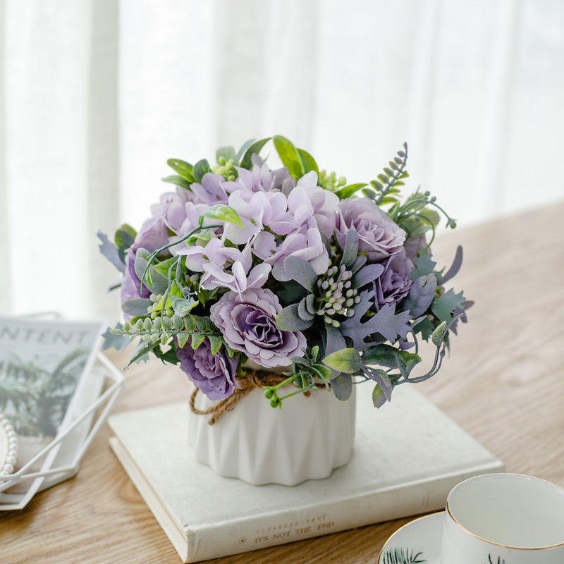 Bulk 6" Artificial Flowers Purple Bouquet in Pot Wholesale