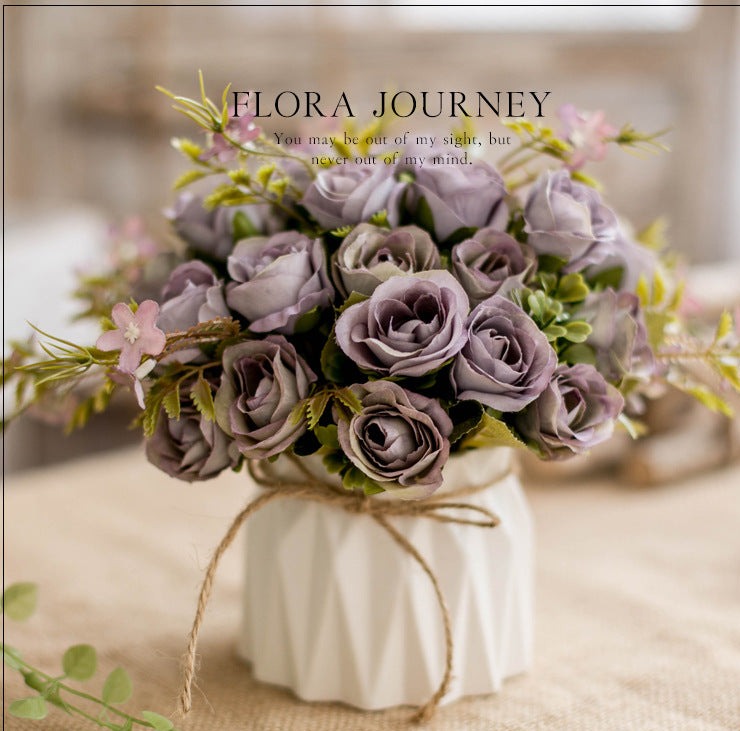 Bulk 6" Artificial Flowers Purple Bouquet in Pot Wholesale